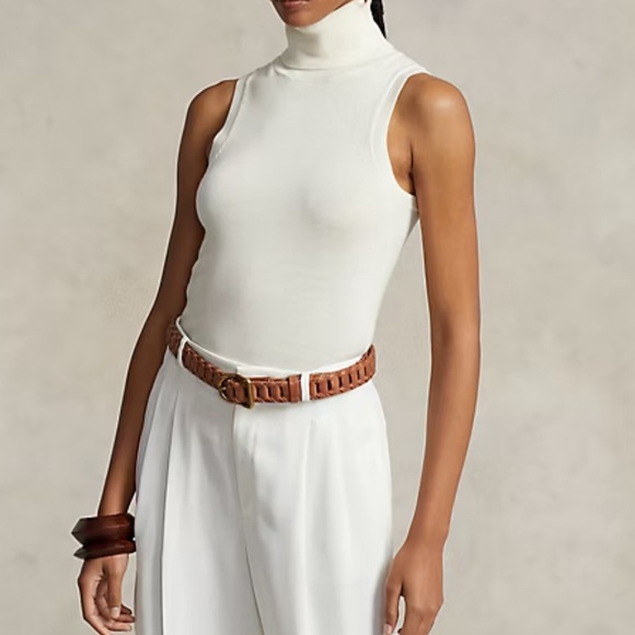 Polo Ralph Lauren Ivory Wool Sleeveless Turtleneck, Medium - Picture 2 of 6